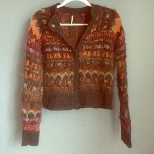 Free People Fair isle nordic orange sweater